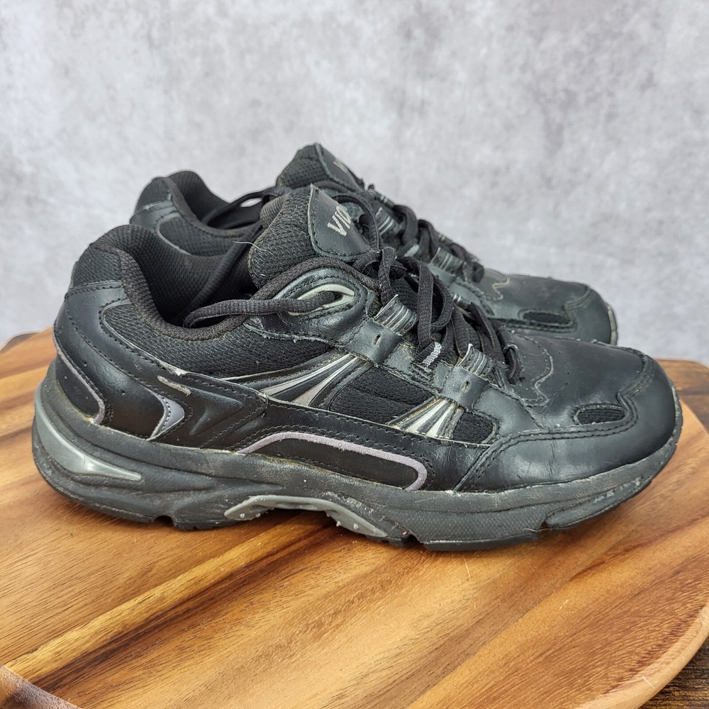 Vionic Walker Sneakers Women 8 Black Leather Running Walking Comfort Ortho Shoes